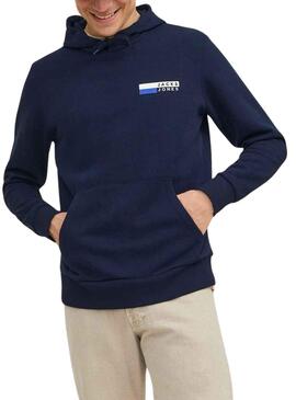 Sweatshirt Jack & Jones Corp Logo Hood Marineblau