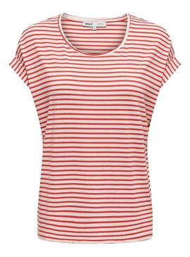 T-Shirt Only Tante Stripe Rot für Damen