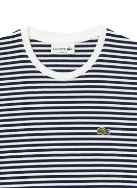 Marineblau gestreiftes Lacoste T-Shirt für Männer