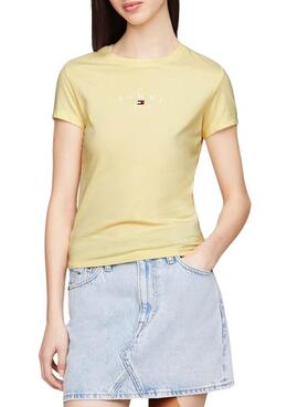 T-Shirt Tommy Jeans Slim Essential Gelb Damen.