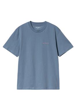 T-Shirt Carhartt Script Stickerei Blau Damen