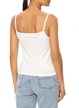 T-Shirt Tommy Jeans Badge Rib Weiß für Damen.