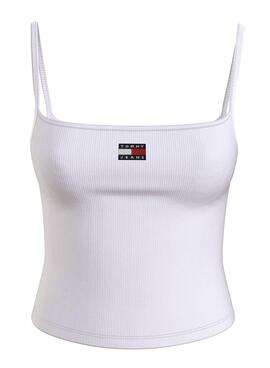 T-Shirt Tommy Jeans Badge Rib Weiß für Damen.