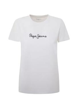 T-Shirt Pepe Jeans Lorette Weiß für Damen.