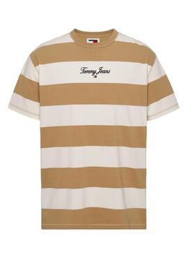 T-Shirt Tommy Jeans Bold Stripe in Braun für Herren.