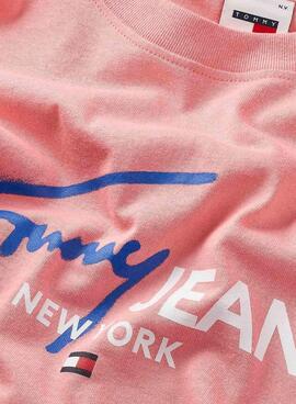 T-Shirt Tommy Jeans Spray Pop Pink für Herren.