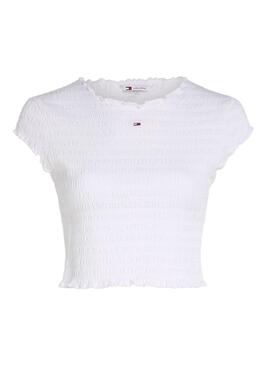 Tommy Jeans Slim Smock Weißes T-Shirt für Damen