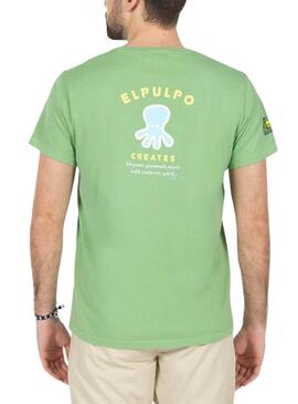 T-Shirt Der Octopus Bedruckte Grüne Herren Nachricht