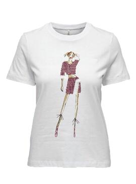 T-Shirt Only Molly Weiß für Damen