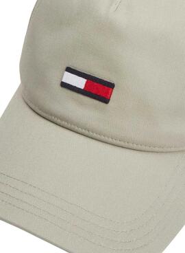 Tommy Jeans Elongated Flag Cap in Washed Green