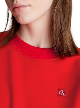 Sweatshirt Calvin Klein Embro Badge Rot für Damen