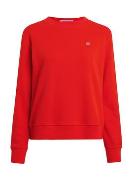 Sweatshirt Calvin Klein Embro Badge Rot für Damen