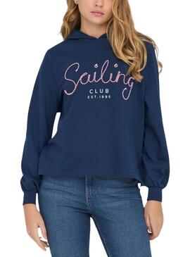 Sweatshirt Only Trust Sailor Hood Marine für Damen