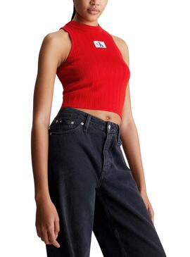 Top Calvin Klein Label Tank Rot für Damen