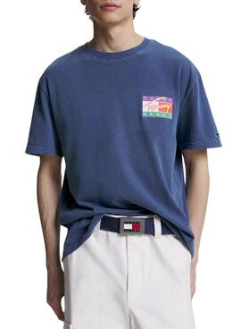 T-Shirt Tommy Jeans Signatura Marineblau für Herren
