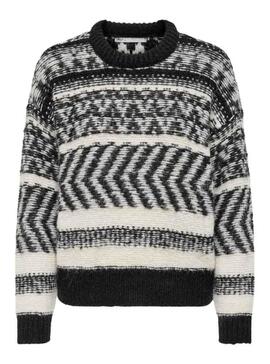 Pullover Only Monolisa Life Damen Schwarz und Weiss