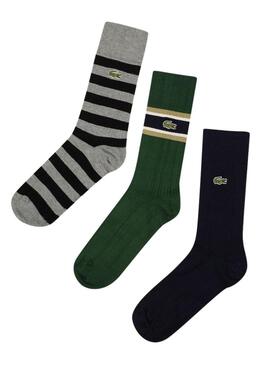 Pack 3 Socken Lacoste Grau Streifen für Herren