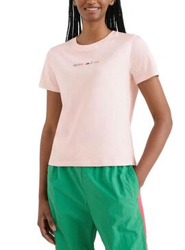T-Shirt Tommy Jeans Serif Rosa für Damen
