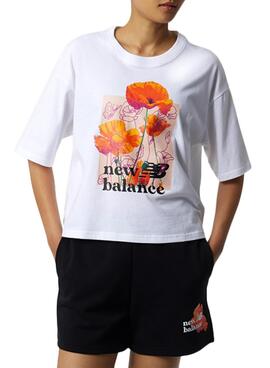T-Shirt New Balance Essentials Super Bloom Weiss