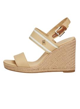 Sandalen Tommy Hilfiger Webbing High Wedge Beige Damen