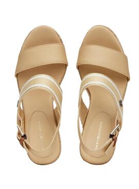 Sandalen Tommy Hilfiger Webbing High Wedge Beige Damen