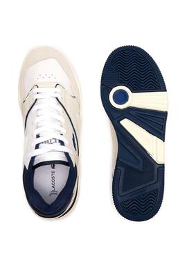 Sneakers Lacoste Lineshot aus beige-weißem Leder.