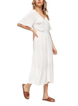 Kleid Superdry bestickt Weiß für Damen