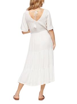 Kleid Superdry bestickt Weiß für Damen