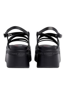 Sandalen Tommy Jeans Strappy Wedge Schwarz für Damen