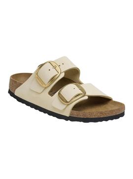 Sandalen Birkenstock Arizona mit Schnalle in Beige für Damen.