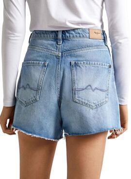 Kurze Hose Pepe Jeans Denim A-Line mit Rissen für Damen.