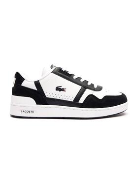 Turnschuhe Lacoste T-Clip Leder Weiß Schwarz Herren