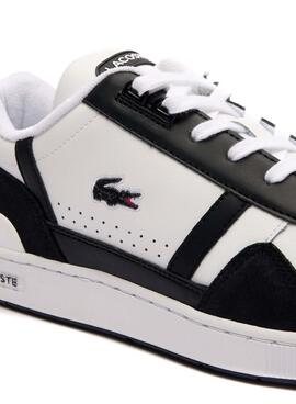 Turnschuhe Lacoste T-Clip Leder Weiß Schwarz Herren