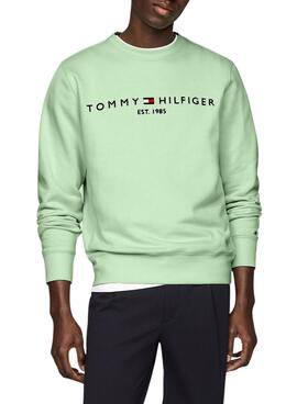 Pullover Tommy Hilfiger Logo Mintgrün für Herren