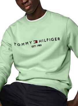 Pullover Tommy Hilfiger Logo Mintgrün für Herren