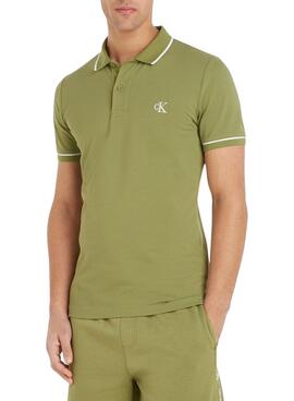 Polo Calvin Klein Tipping Grün für Herren.