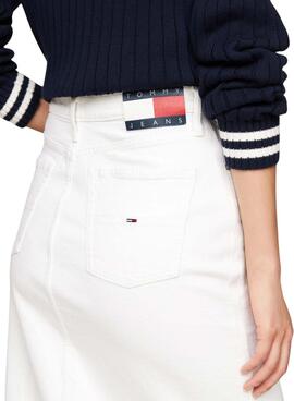 Tommy Jeans Claire Damen langer weißer Denimrock