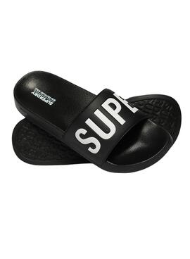 Lederne Superdry Vegan Core Pool Black Herren-Sandalen.