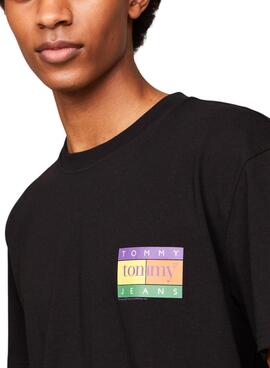 T-Shirt Tommy Jeans Summer Flag Schwarz für Herren.