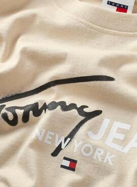 T-shirt Tommy Jeans Spray Pop Beige für Herren