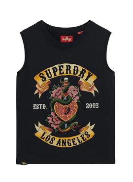 T-Shirt Superdry Tattoo Tank Schwarz für Damen