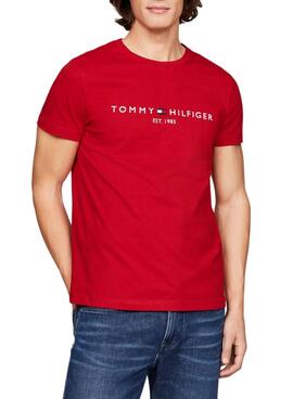 T-Shirt Tommy Hilfiger Logo Rot für Herren.