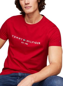 T-Shirt Tommy Hilfiger Logo Rot für Herren.