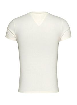 T-Shirt Tommy Jeans Flower Slim Weiß für Damen
