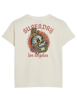 T-Shirt Superdry Tattoo Weiß für Damen