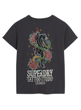 T-Shirt Superdry Tattoo Anthrazit für Damen