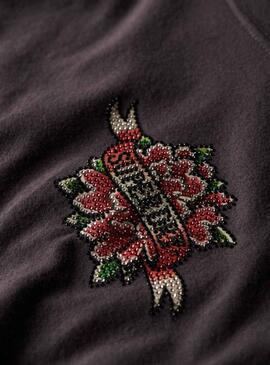 T-Shirt Superdry Tattoo Anthrazit für Damen