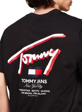 T-Shirt Tommy Jeans 3D Street Signature Schwarz für Herren.