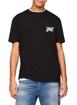 T-Shirt Tommy Jeans Flower Regular Schwarz für Herren.