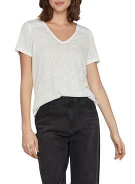 T-shirt Vila Viamer V-Neck Weiß für Damen